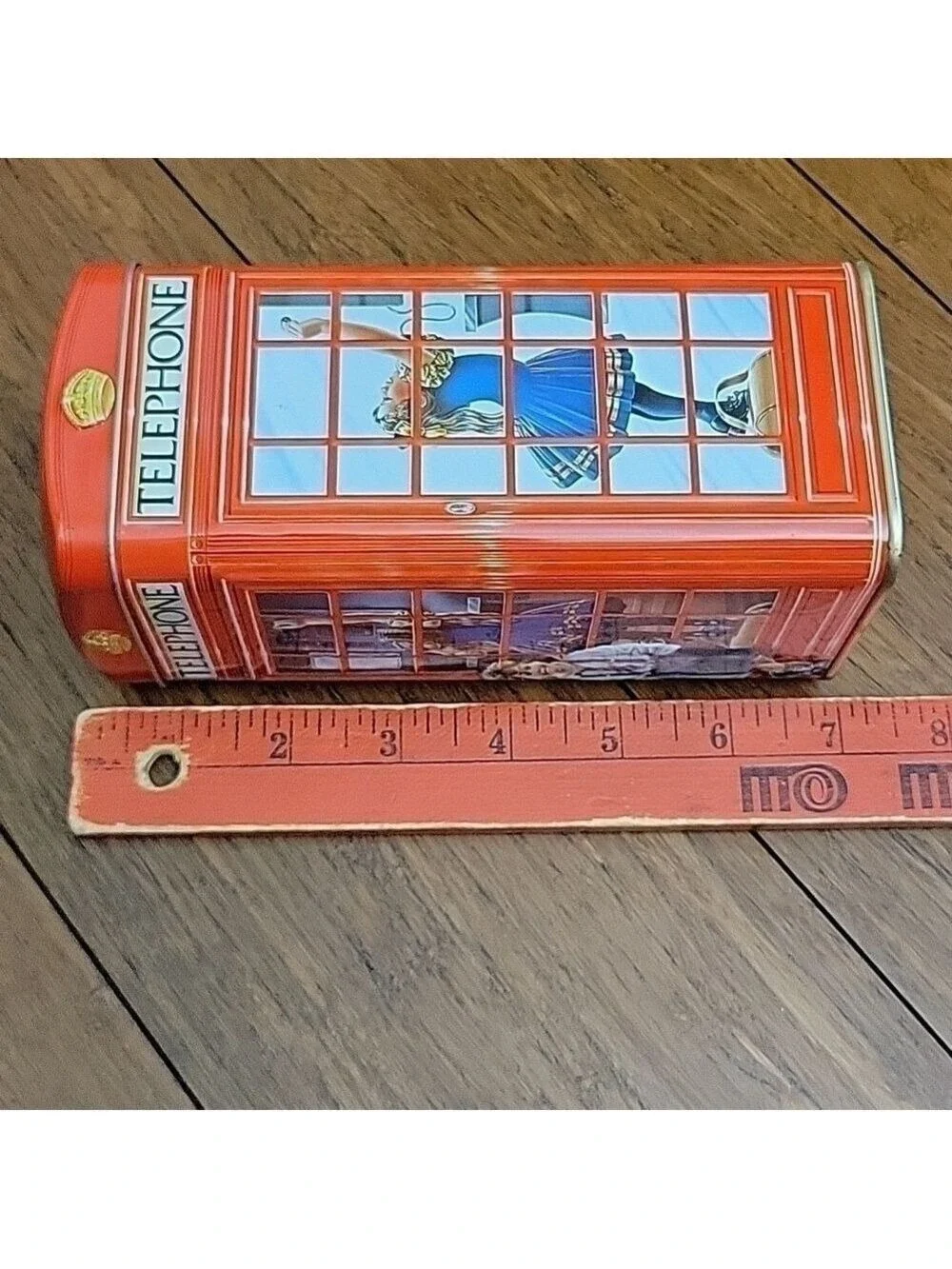 Vintage Churchill's Red Kiosk Telephone Booth Collectible Bank Tin